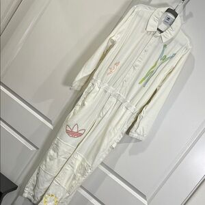 NWT Adidas limited edition Jumpsuit with  embroidery accents Love United Jum